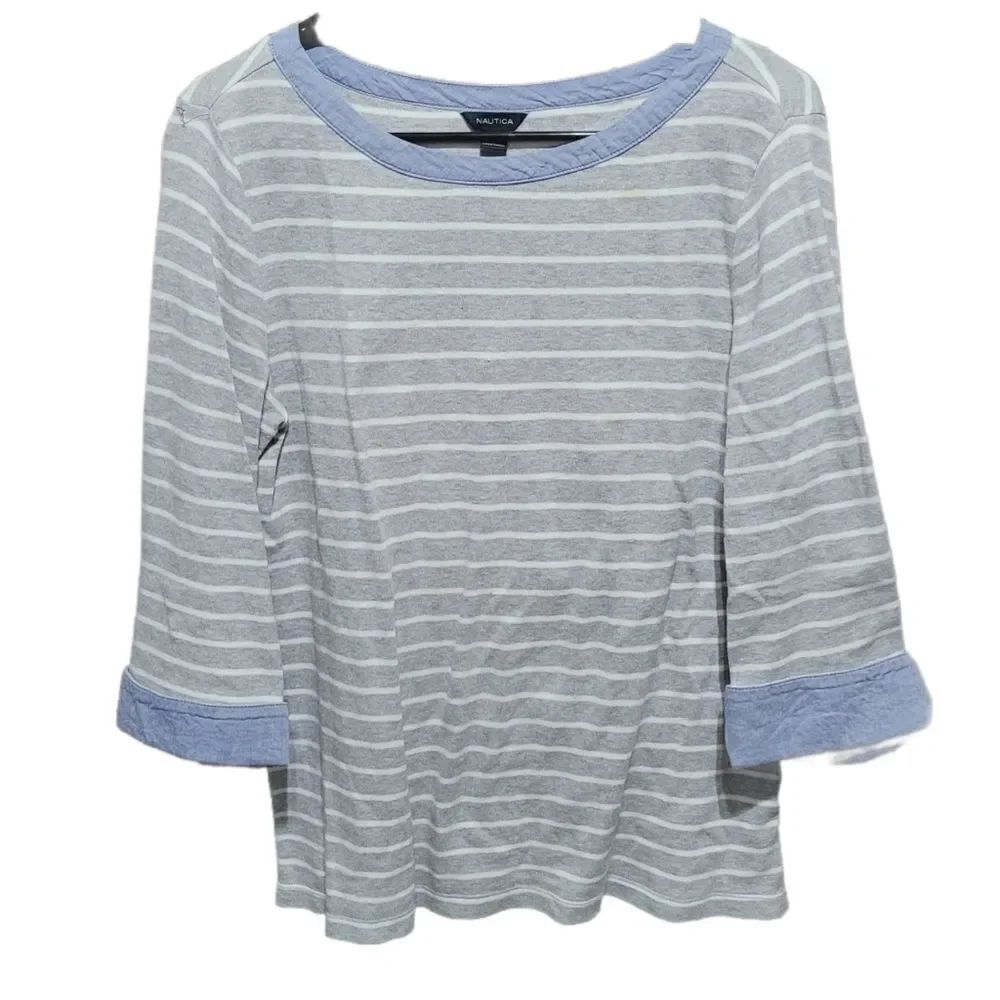 Nautica Grey stripe 3/4 sleeve